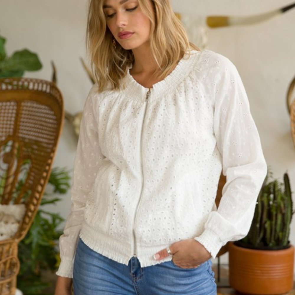 Eyelet Bomber Jacket - Picture 5 of 6